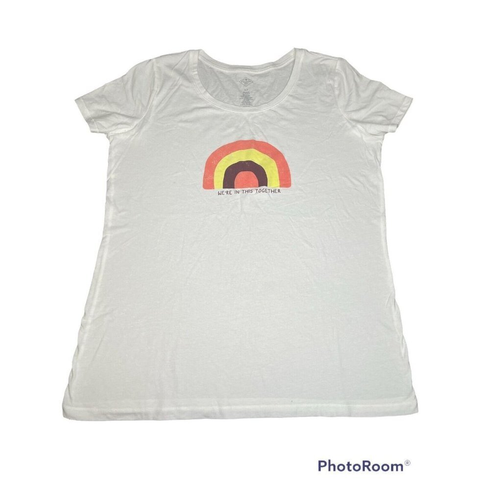 ST JOHNS BAY Women's Cotton T-Shirt Short Sleeve Color White Size XLT NWOT (C11)